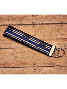 Blue Line Police Wristlet Keyfob / Keychain
